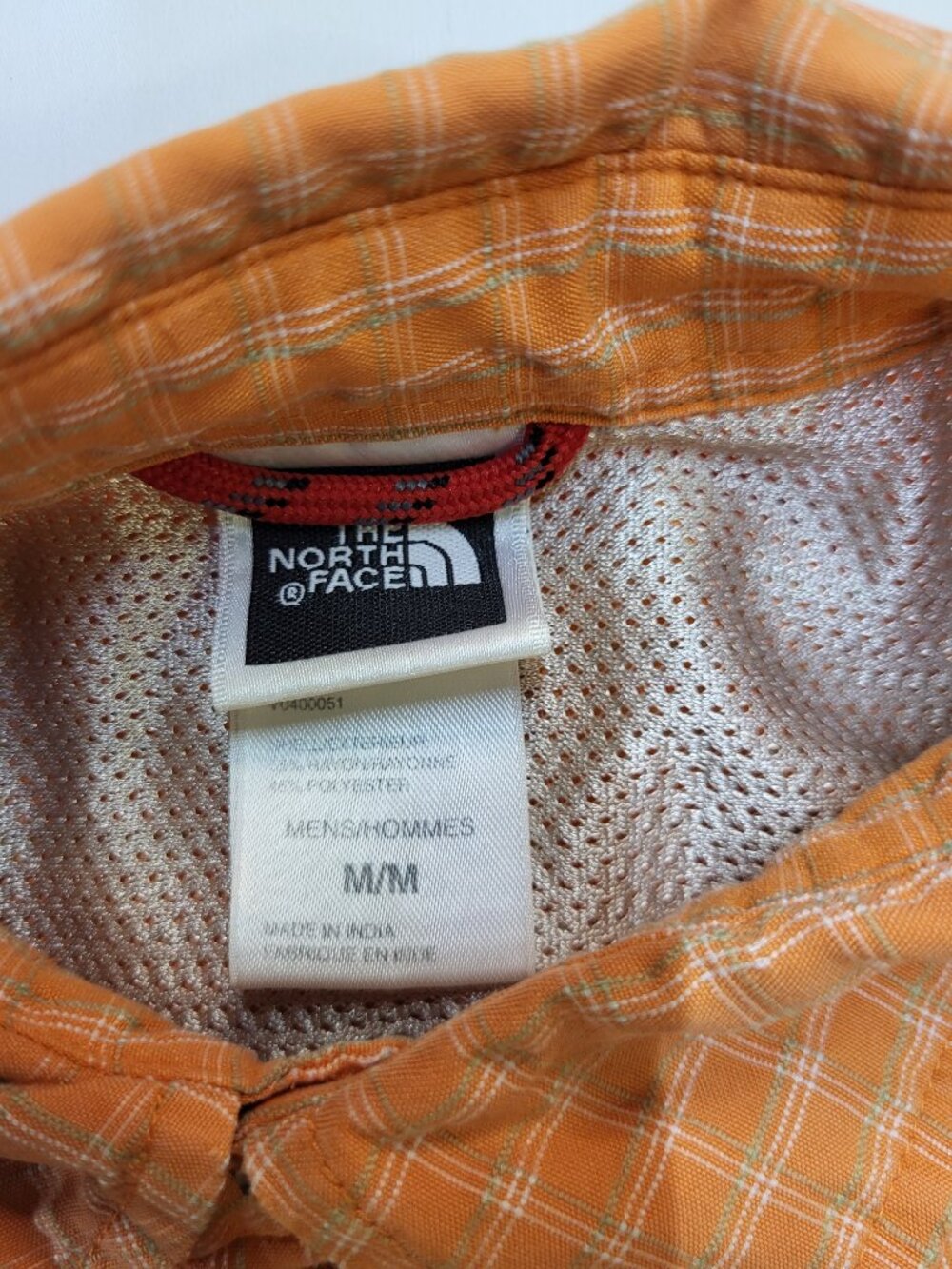 The North Face Orange Plaid Short Sleeve Button Up Shirt Medium - Picture 5 of 8